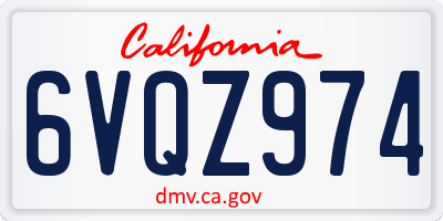 CA license plate 6VQZ974