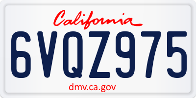 CA license plate 6VQZ975