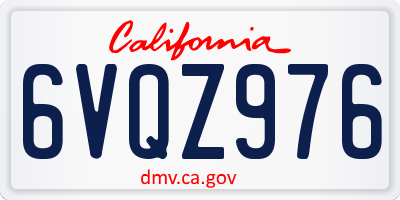 CA license plate 6VQZ976