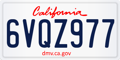 CA license plate 6VQZ977