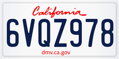 CA license plate 6VQZ978