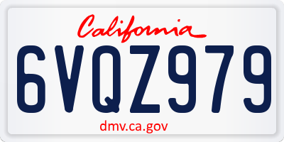 CA license plate 6VQZ979