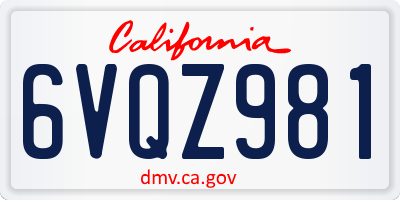 CA license plate 6VQZ981