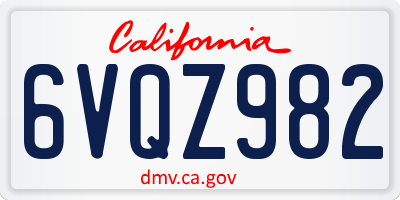 CA license plate 6VQZ982