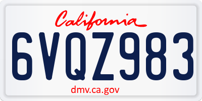CA license plate 6VQZ983