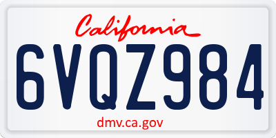 CA license plate 6VQZ984