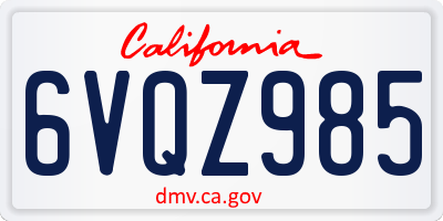 CA license plate 6VQZ985