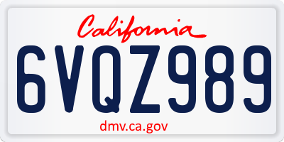 CA license plate 6VQZ989