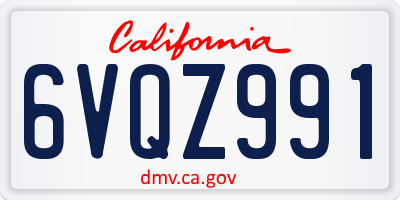 CA license plate 6VQZ991