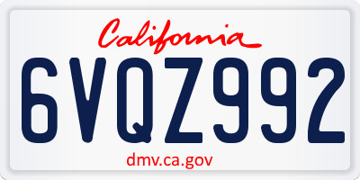CA license plate 6VQZ992