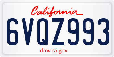 CA license plate 6VQZ993