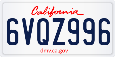 CA license plate 6VQZ996