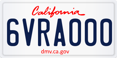 CA license plate 6VRA000