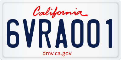 CA license plate 6VRA001