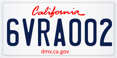 CA license plate 6VRA002