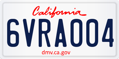 CA license plate 6VRA004