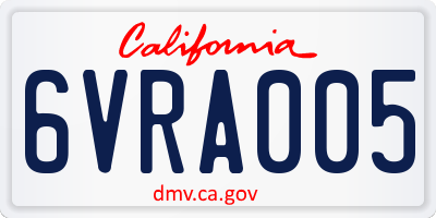CA license plate 6VRA005