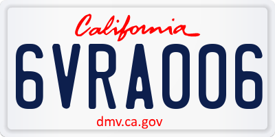 CA license plate 6VRA006