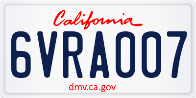 CA license plate 6VRA007