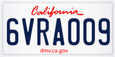 CA license plate 6VRA009