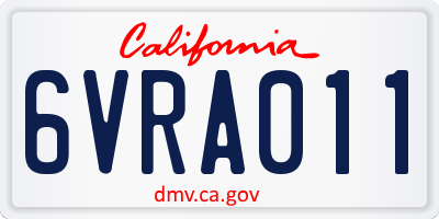 CA license plate 6VRA011