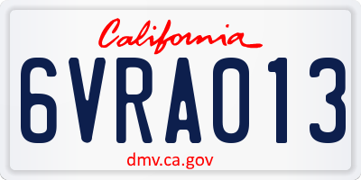 CA license plate 6VRA013