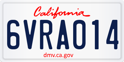 CA license plate 6VRA014