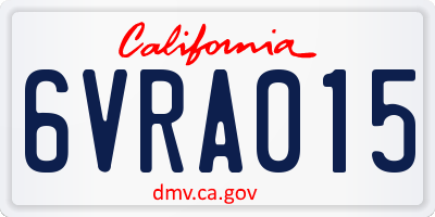 CA license plate 6VRA015