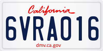 CA license plate 6VRA016