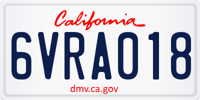 CA license plate 6VRA018