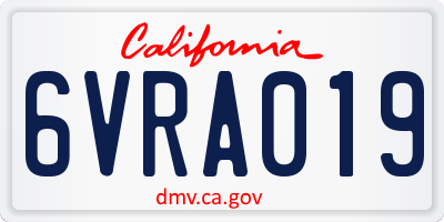 CA license plate 6VRA019