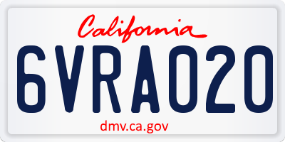 CA license plate 6VRA020