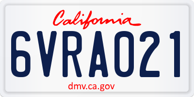 CA license plate 6VRA021
