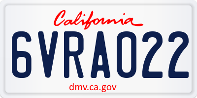 CA license plate 6VRA022