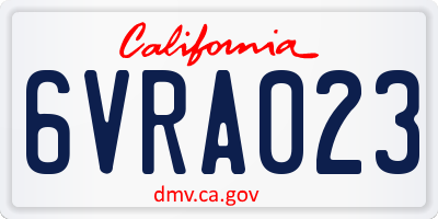 CA license plate 6VRA023