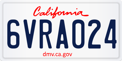 CA license plate 6VRA024