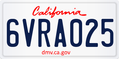 CA license plate 6VRA025