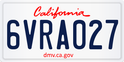 CA license plate 6VRA027