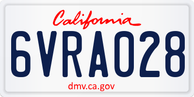 CA license plate 6VRA028