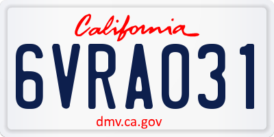 CA license plate 6VRA031