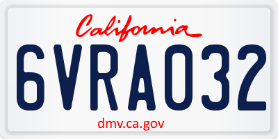 CA license plate 6VRA032