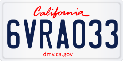 CA license plate 6VRA033