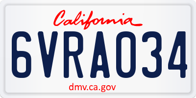 CA license plate 6VRA034