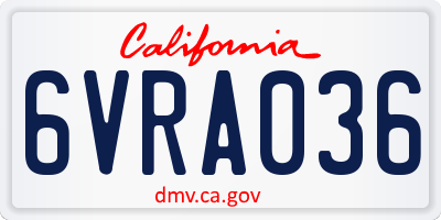 CA license plate 6VRA036