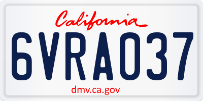 CA license plate 6VRA037