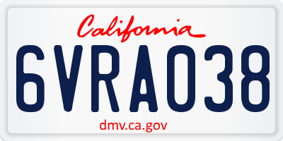 CA license plate 6VRA038