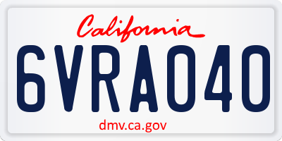 CA license plate 6VRA040