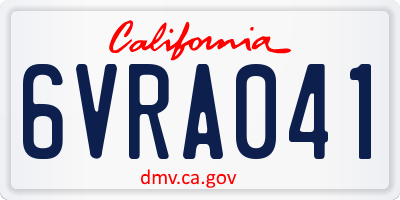 CA license plate 6VRA041
