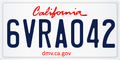 CA license plate 6VRA042