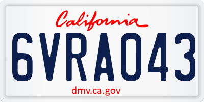 CA license plate 6VRA043